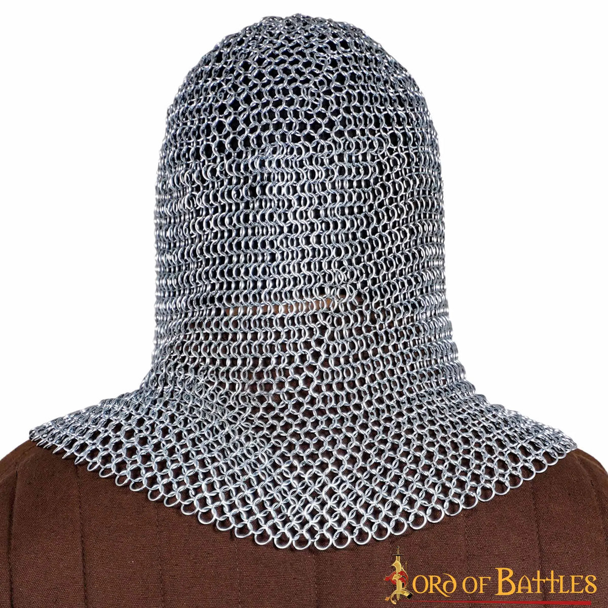 Chainmail coif, galvanised, butted round rings