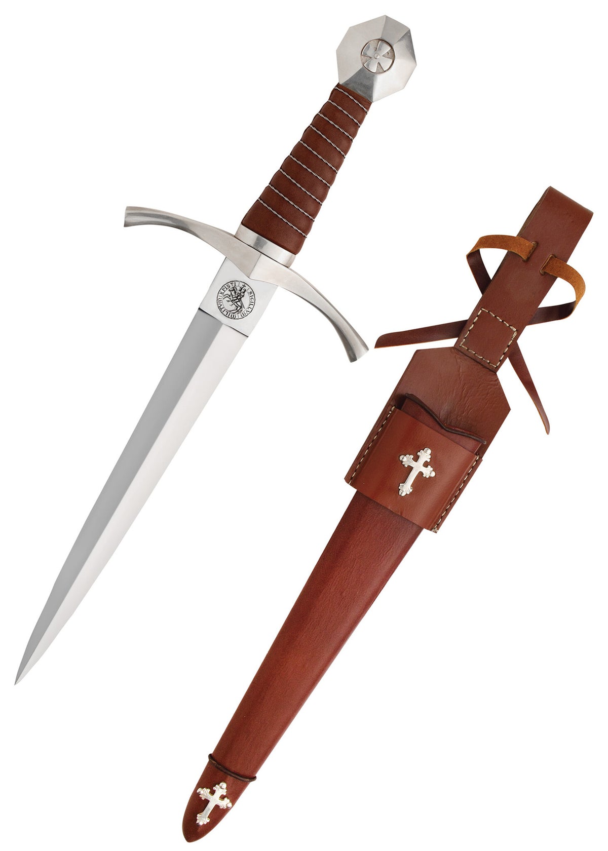 Medieval dagger Templars seal, semi-sharp