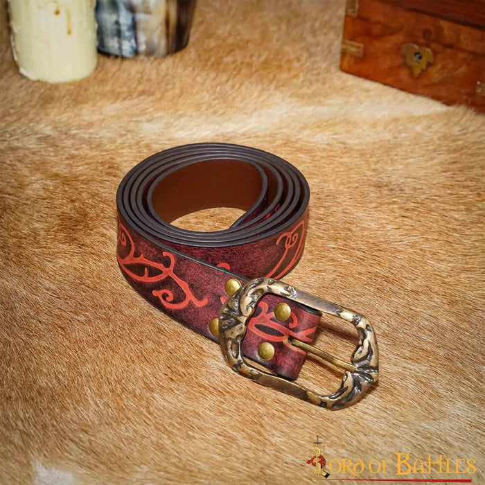 Leather belt Aranel, Red