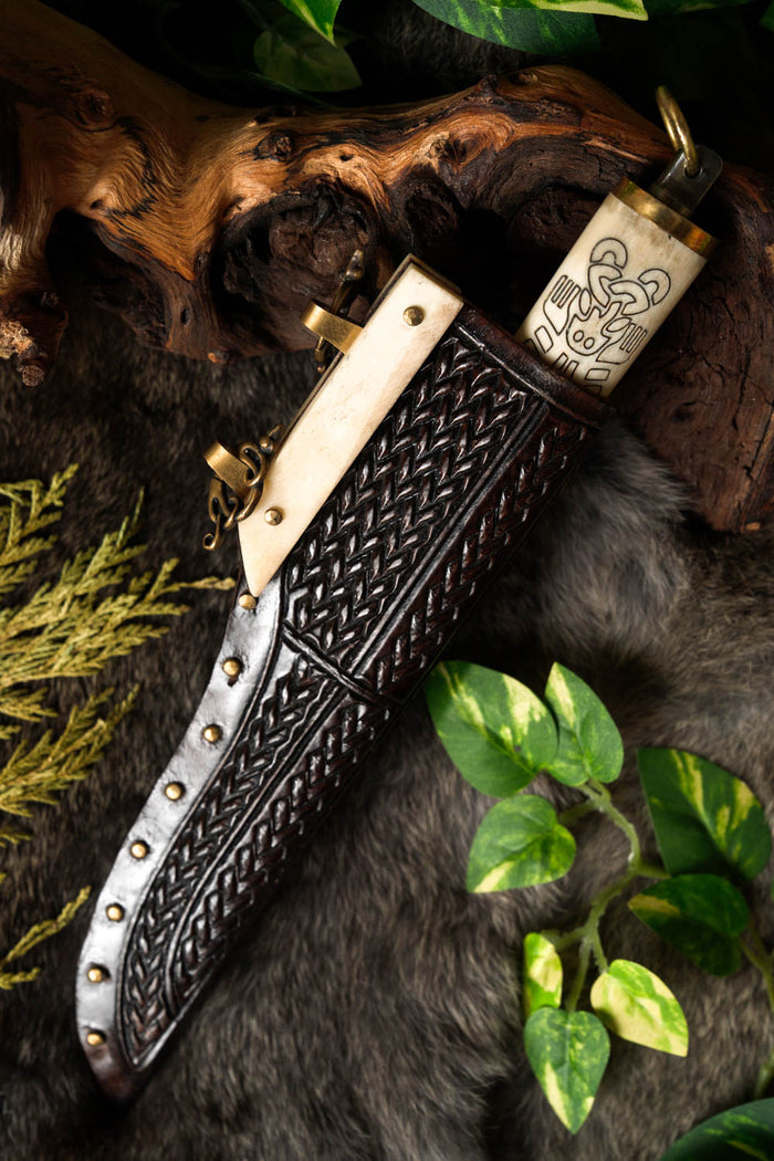 Viking seax Borre style with bone grip, semi-sharp