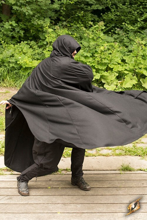 Travel cloak, black, wool blend