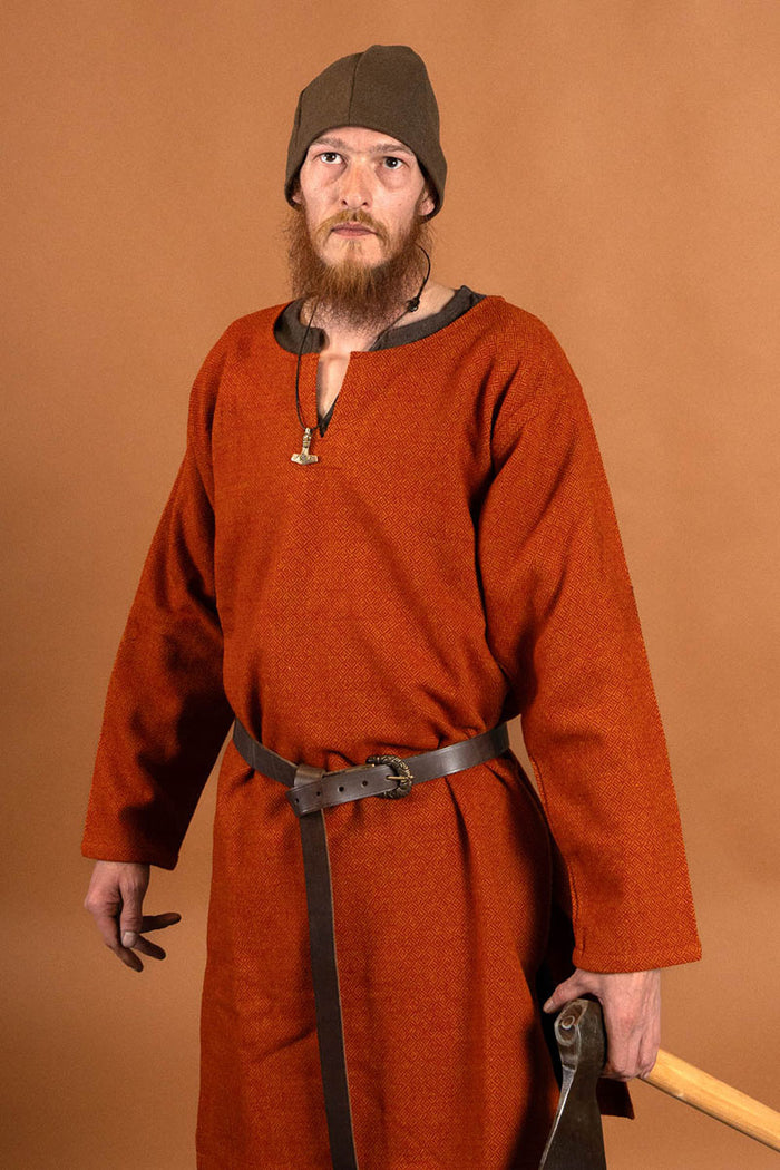 Medieval tunic diamond twill tunic, 100% wool, orange-red