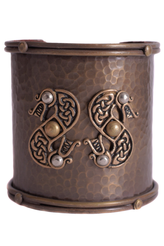 Celtic bracelet with snake motifs, brass