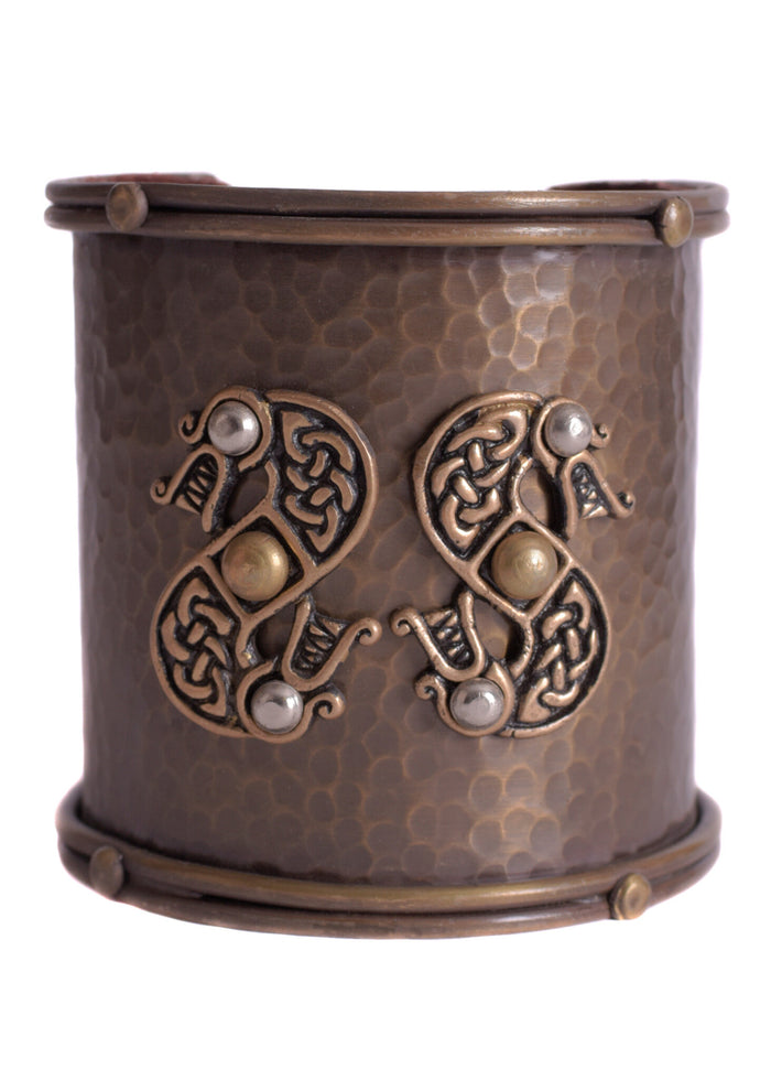 Celtic bracelet with snake motifs, brass