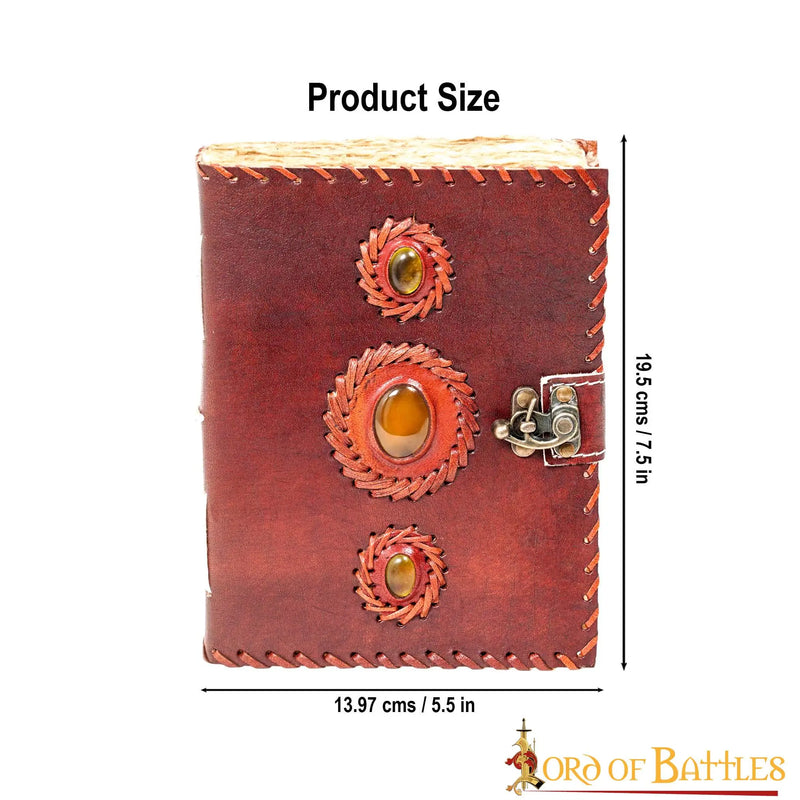 Læderdagbog med sten