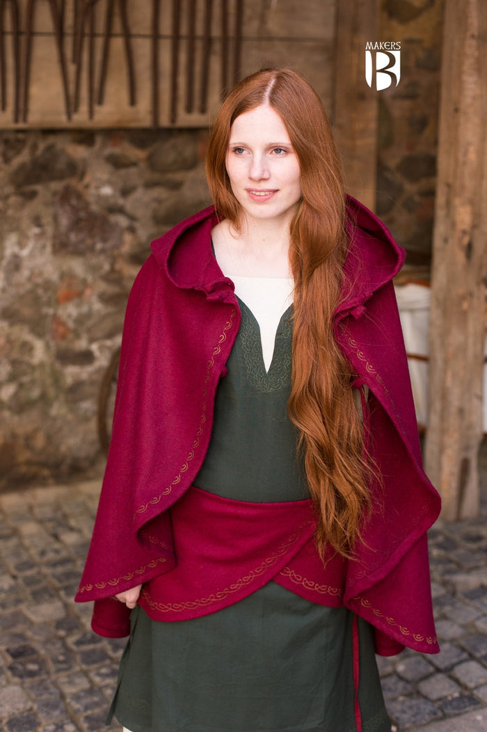 Affra cape, wool blend, red