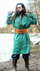 Vikingatunika Halvar, linne, grön