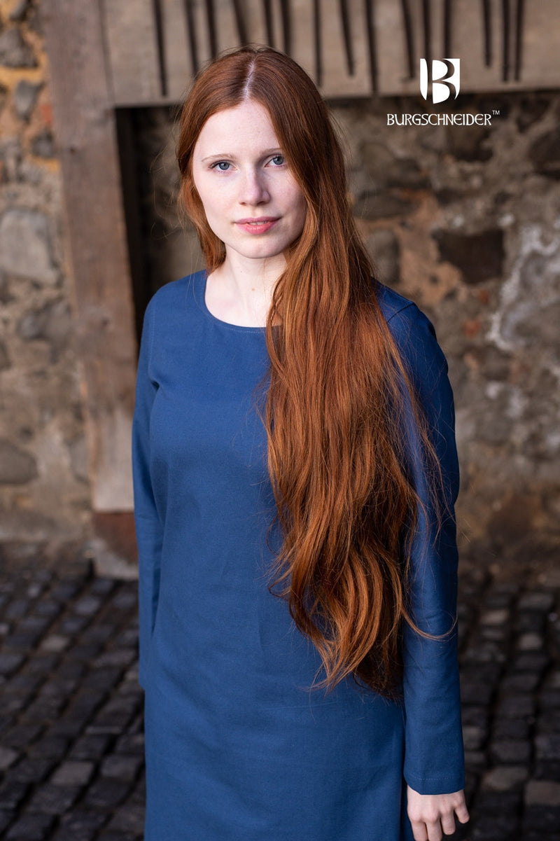 Middeleeuwse jurk Freya, blauw