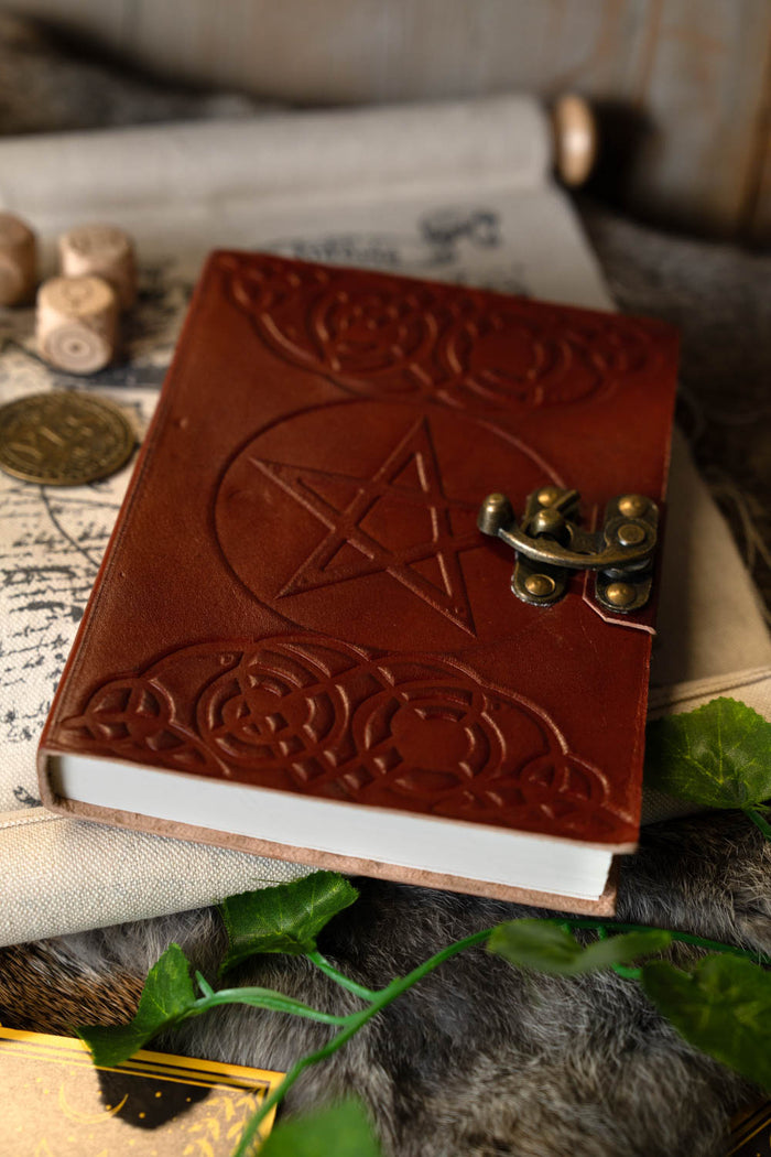 Leather book Pentagram with lock