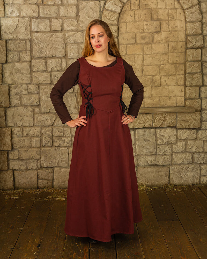 Medeltida surcot Uma, röd