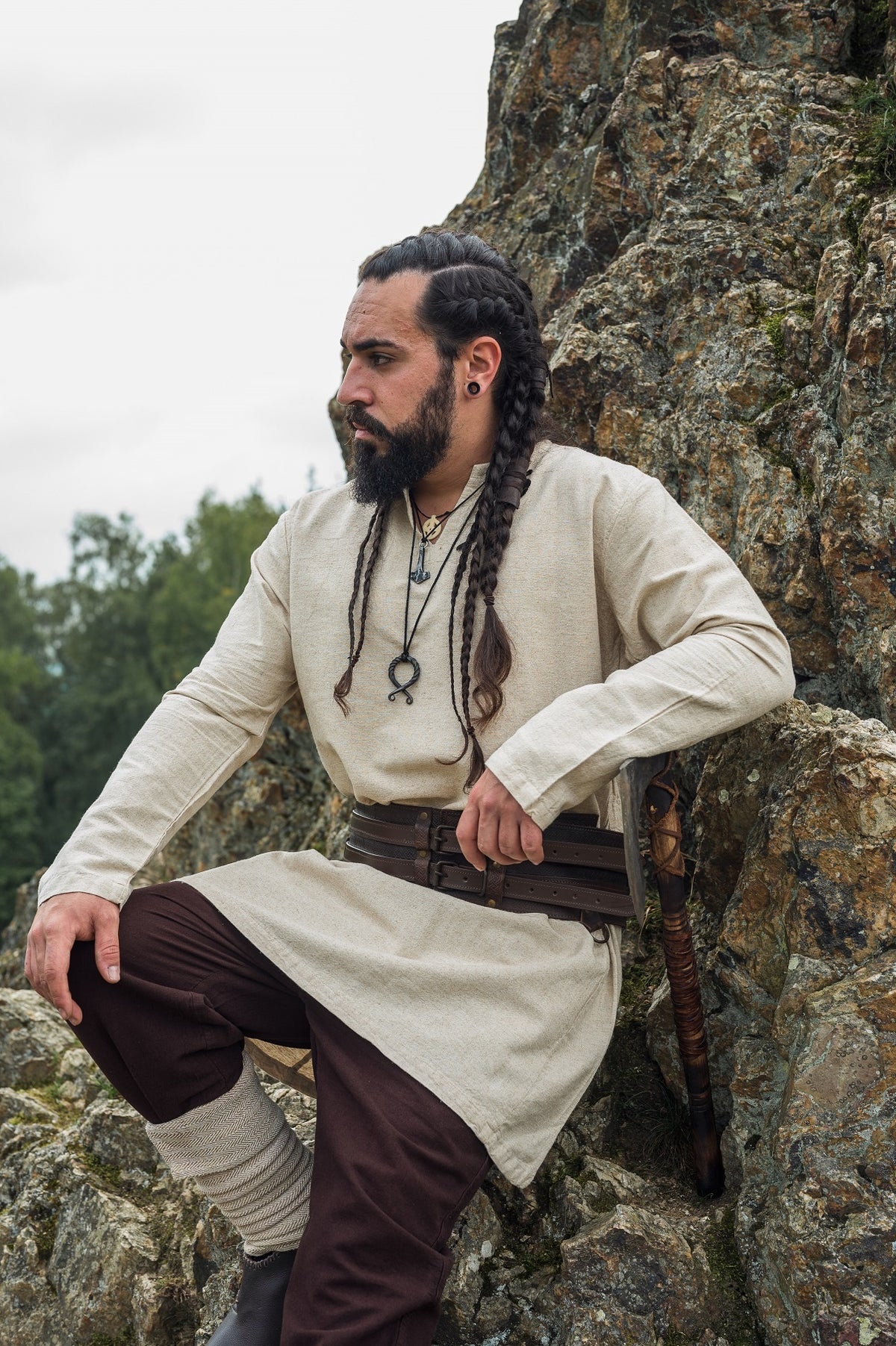 Linen Viking tunic Ragnar, natural