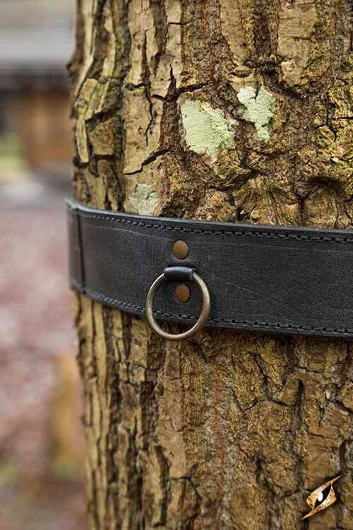 Belt with rings, black, 120 cm