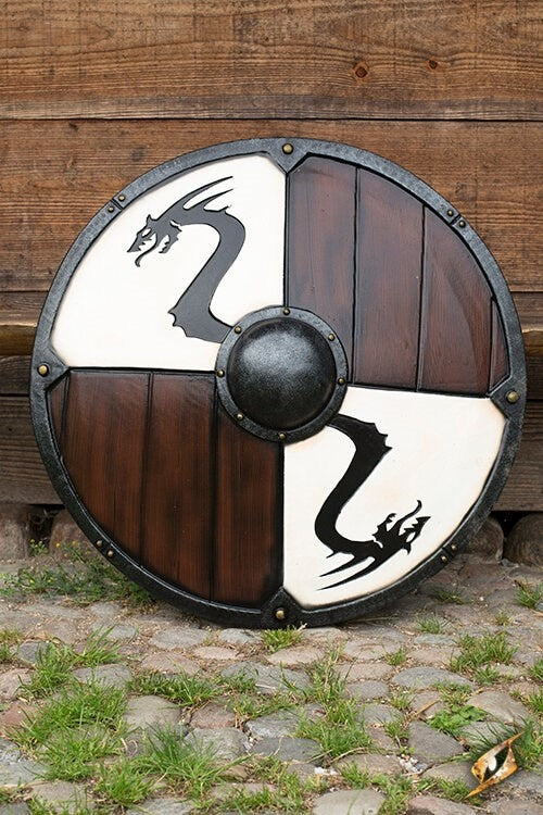 LARP Viking dragon shield white