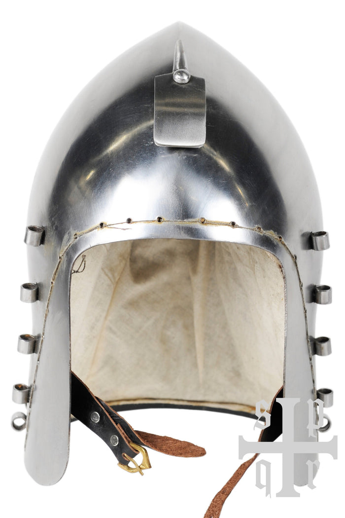 German hinged visor bascinet 1370, 2 mm (battle-ready)