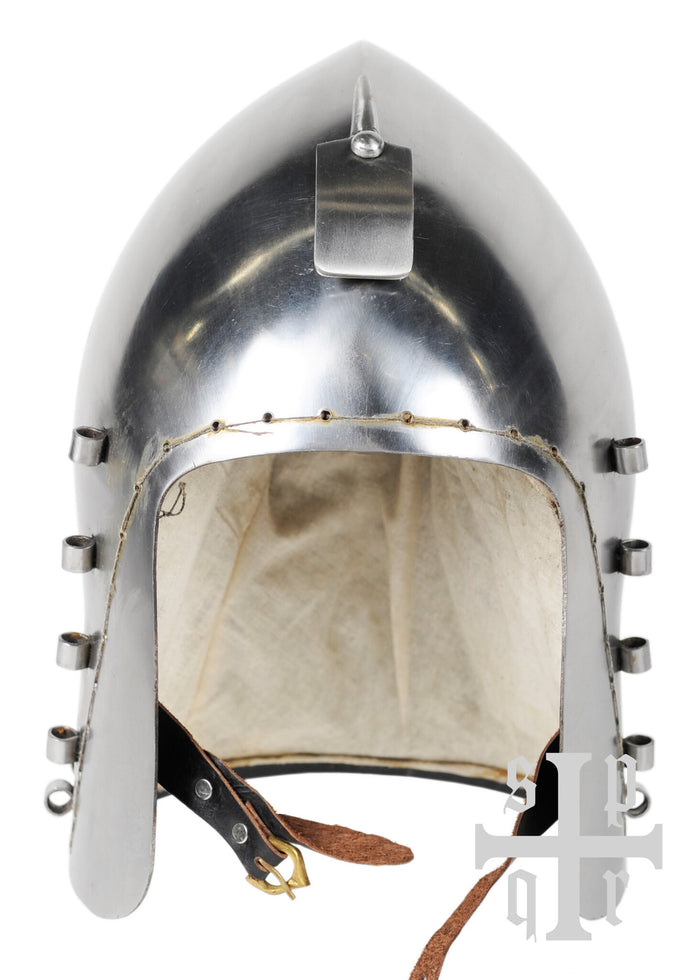 German hinged visor bascinet 1370, 2 mm (battle-ready)