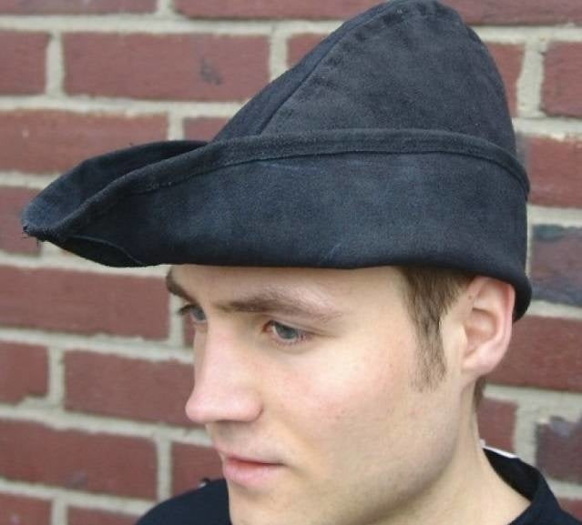 Robin-hat, læder, sort