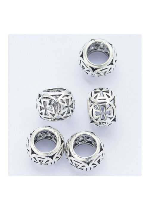 Beard bead with templar cross, sterling silver