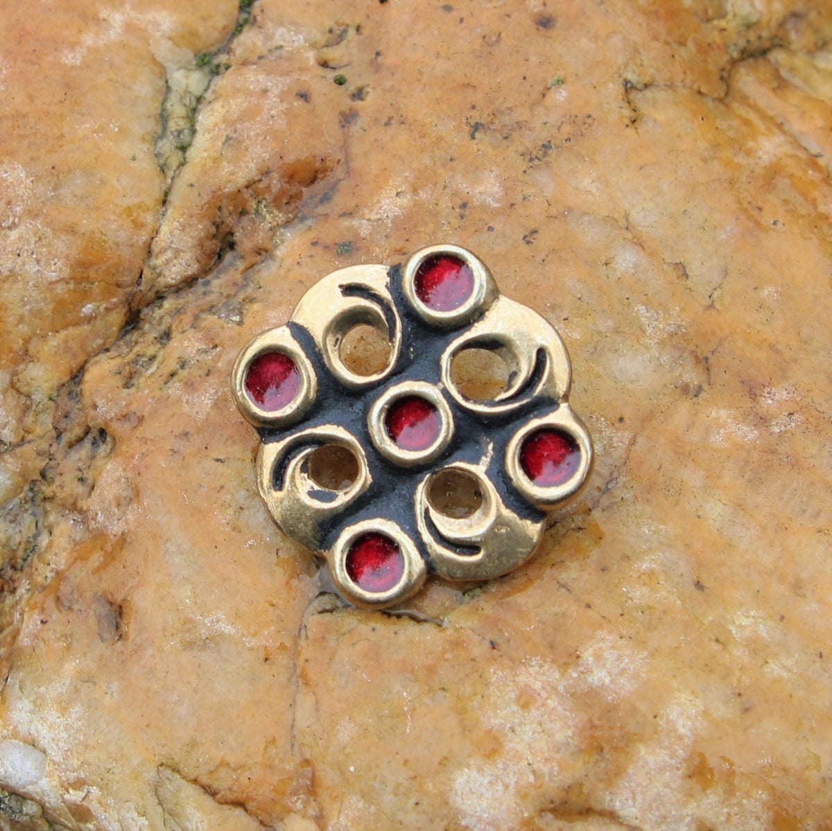 Merovingian cloisonne brooch, bronze