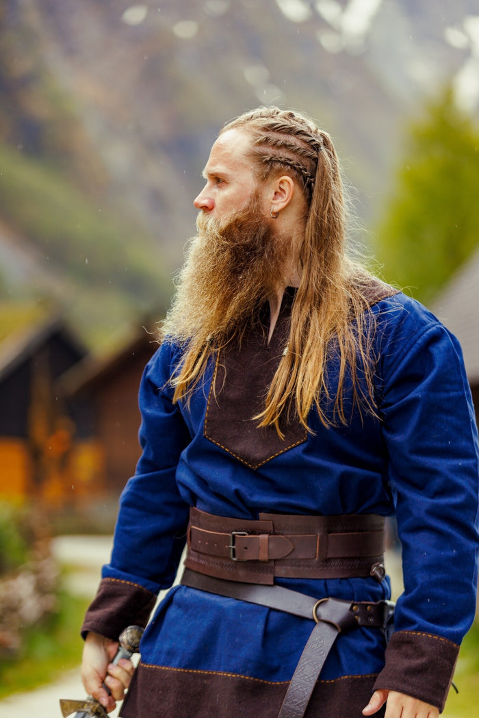 Viking tunic Roland, wool blend, blue