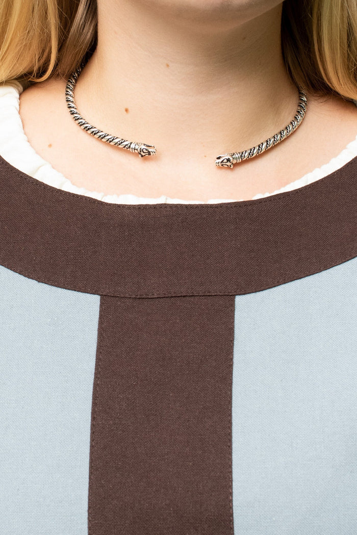 Carolingian dress Clotilde, dalmatica, blue-brown