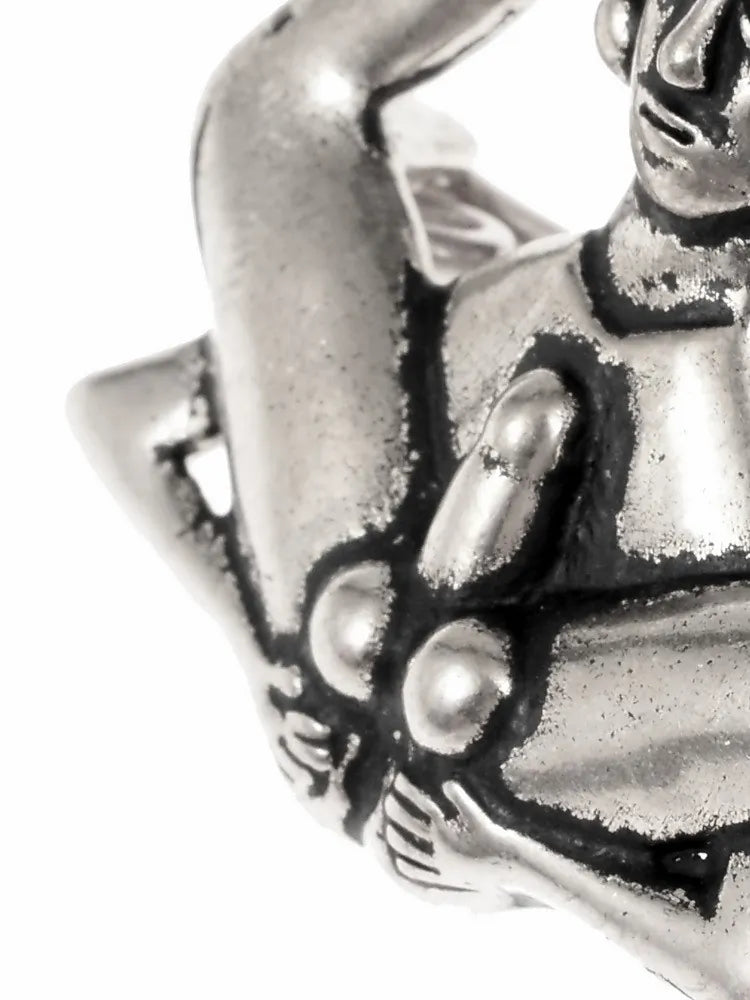 Medieval badge 'ass-showing guy', silvered bronze
