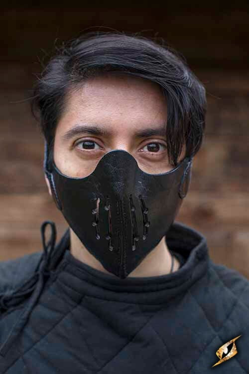 Leather Mempo half mask, black
