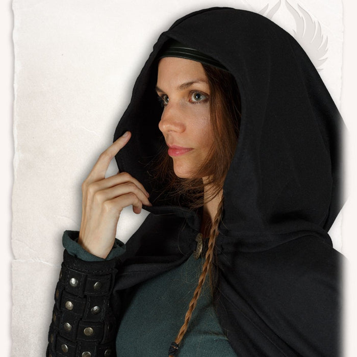 Medieval cape Kim, wool blend, black