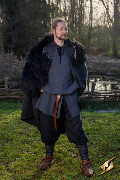 Pantaloni Rusvik Ull a spina di pesce, misto lana, neri