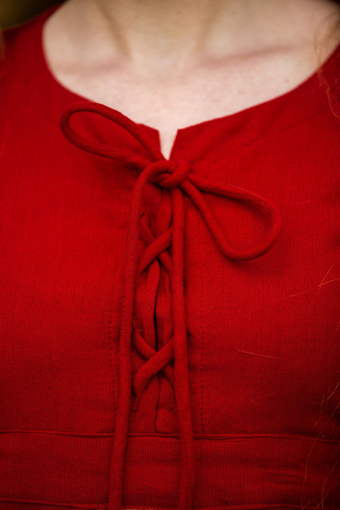 Dress Belle, red-cream