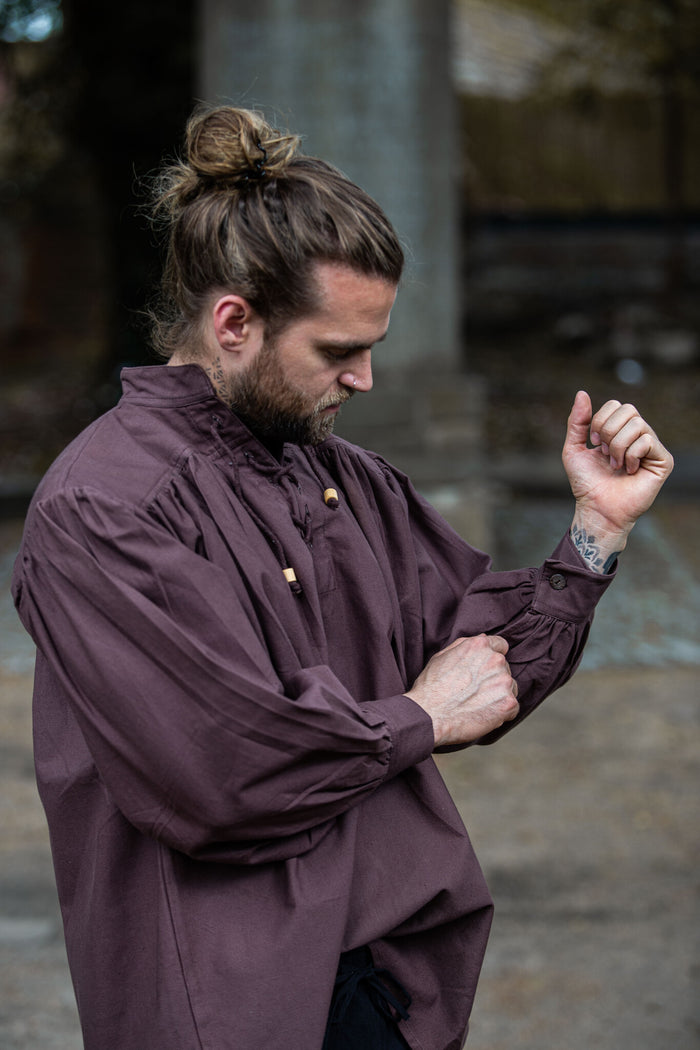 Pirate shirt with collar, brown