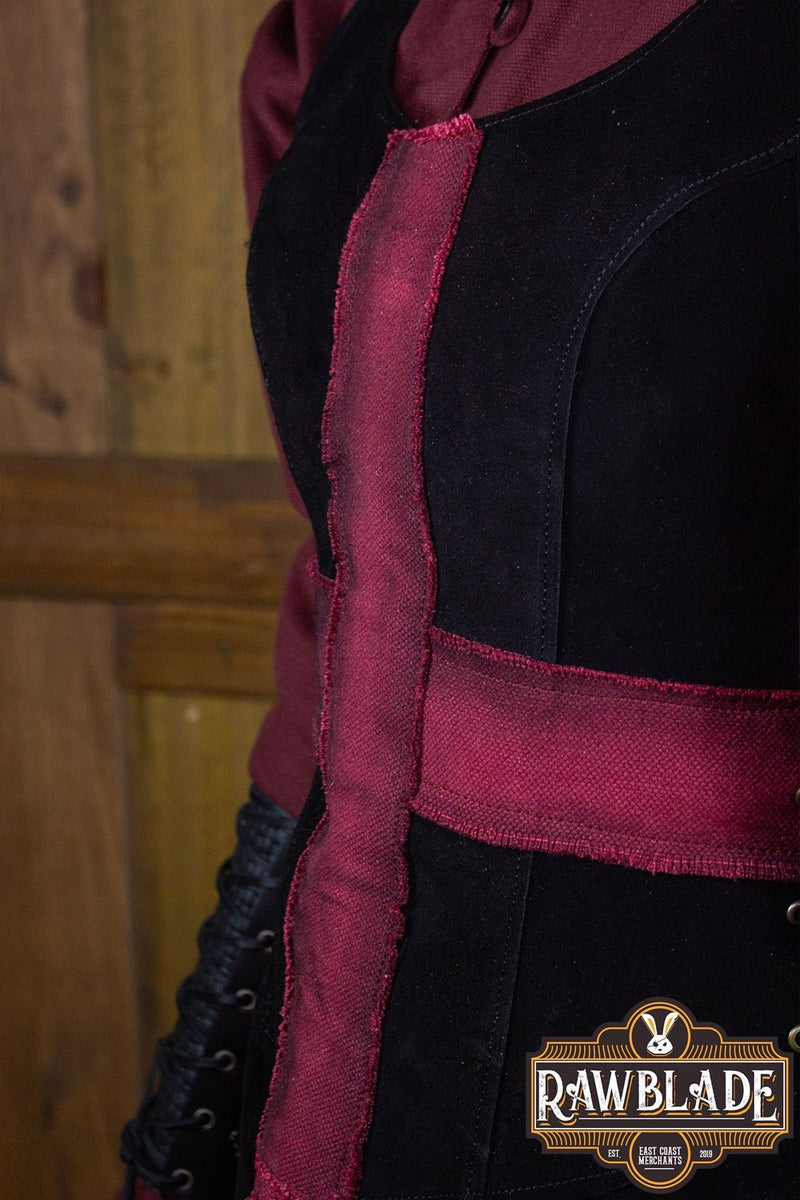 Tabarro crociato da donna, nero/rosso