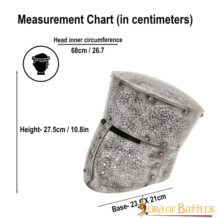 13th century great helm, patinated, 1.6 mm