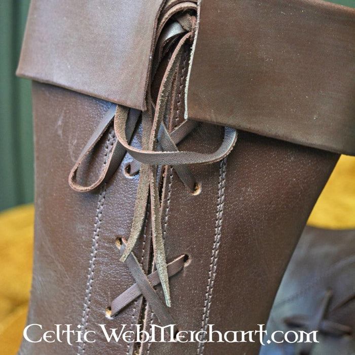 Side laced high boots, dark brown, brown