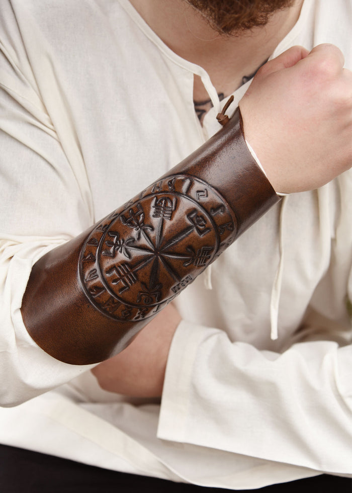 Vegvisir leather bracers, underarm guards