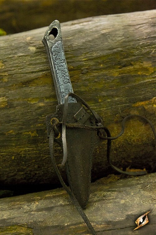 LARP cutthroat knife with holder, black