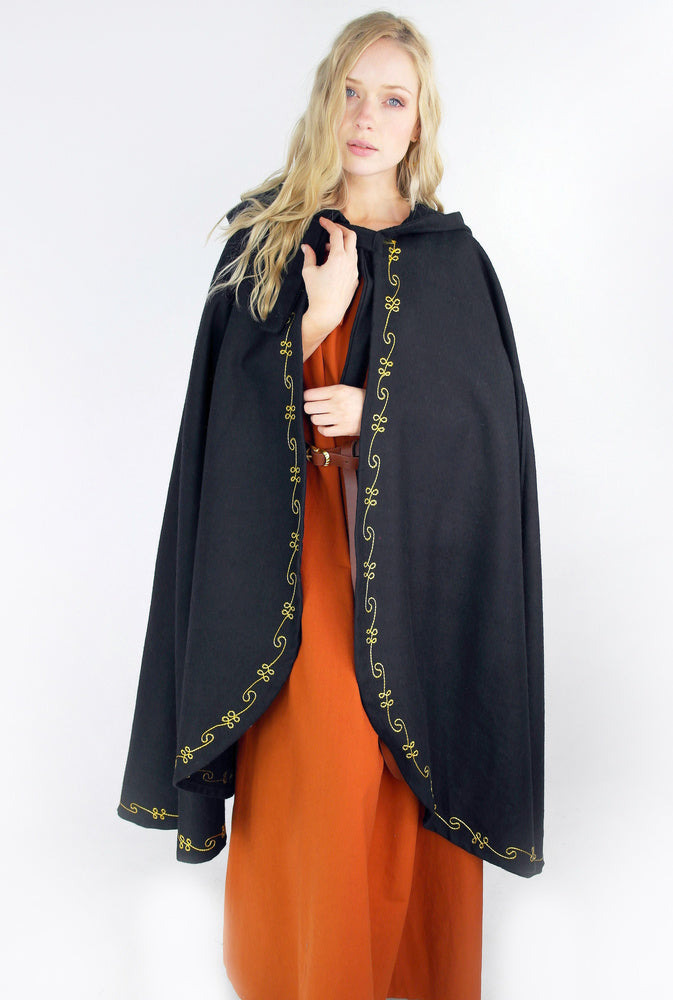 Cloak Ceridwen, black, wool blend