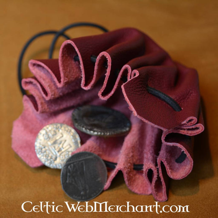 Soft leather pouch, red