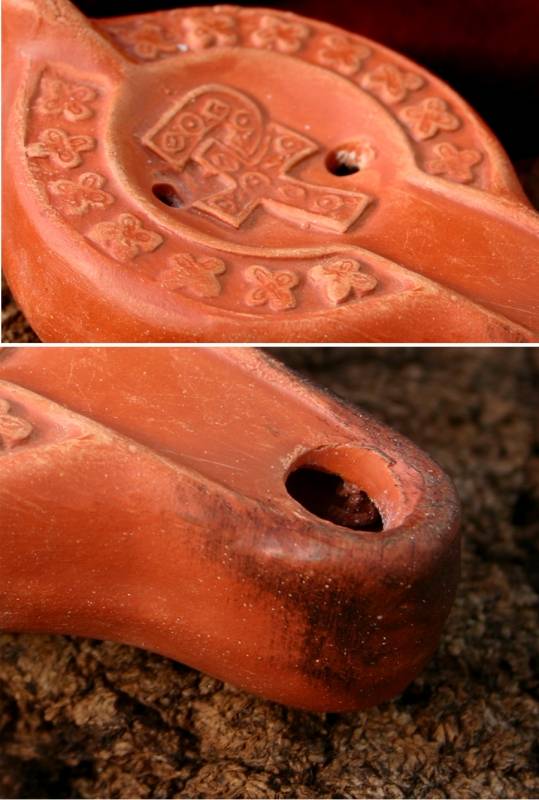 Roman oil lamp with Chi-Rho cross