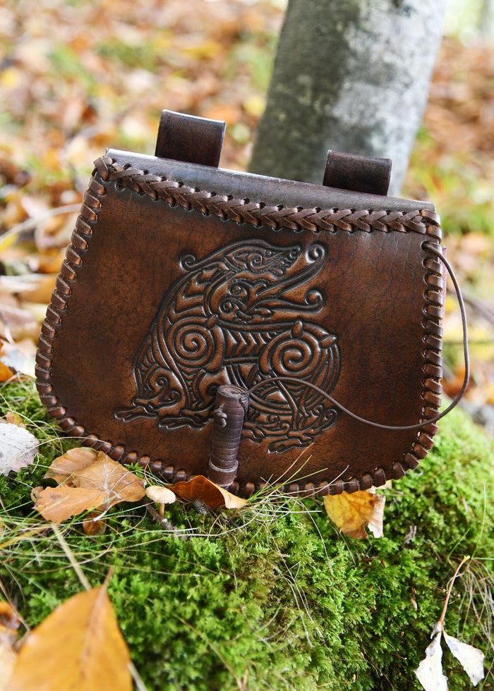 Leather bag with dragon