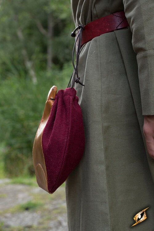 Wool-leather pouch, red-brown