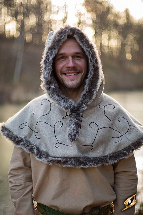 Fur hood Gisla, grey, wool mix