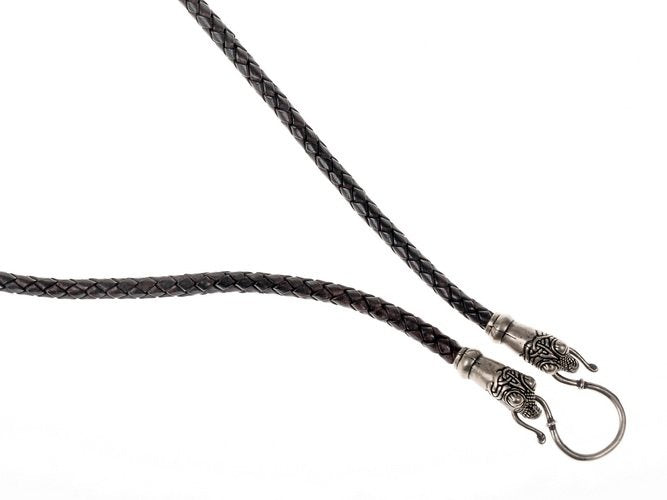 Viking Oseberg necklace, brown, leather