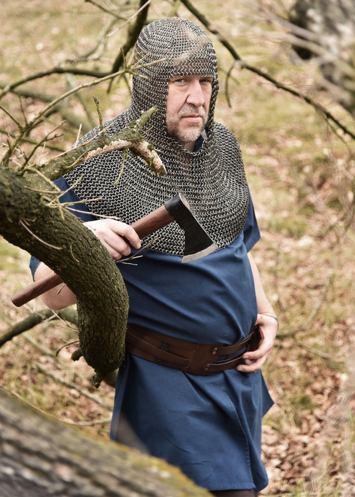 Chainmail coif with square neck, untreated, 8 mm