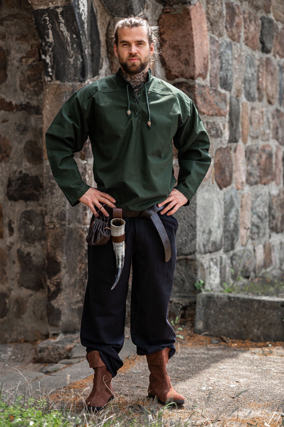 Hand-woven shirt, green