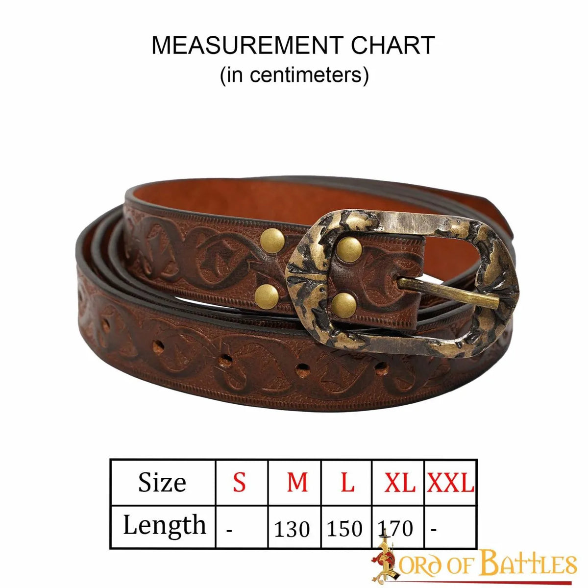 Leather belt Tinuviel, 130 cm, brown