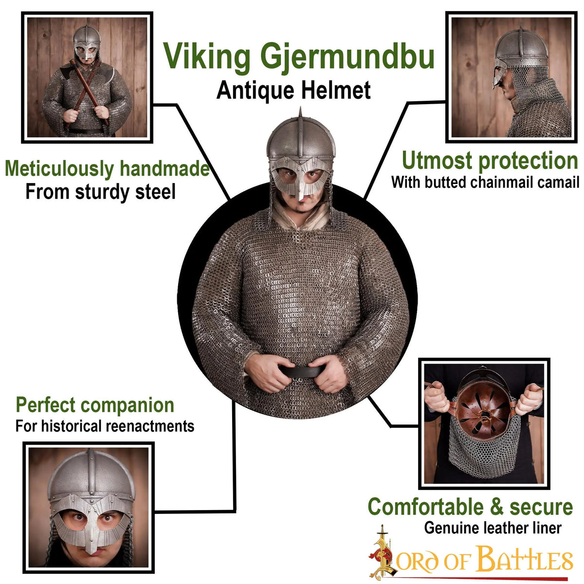Viking helmet Gjermundbu, patinated, 1.6 mm