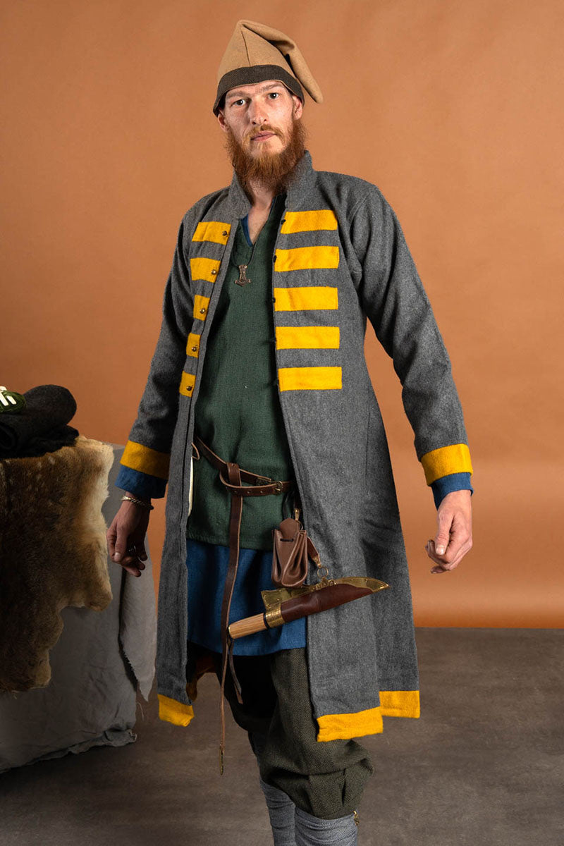 Rusvik Viking kaftan Bartosz, yellow/gray, wool blend