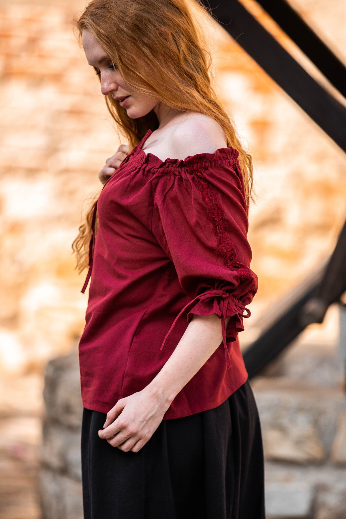 Baroque blouse Rosamund, red