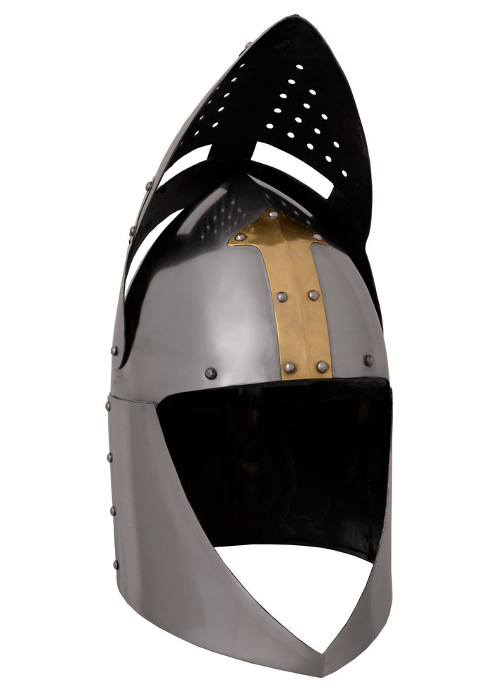 Sugarloaf helm, with hinged visor, polished, 1.6 mm
