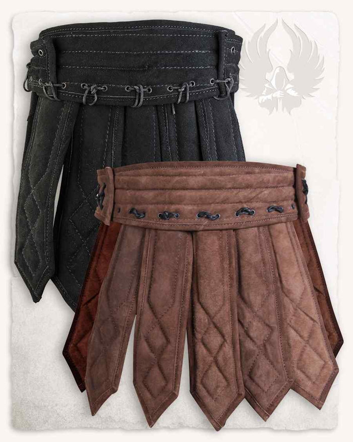 Leather gambeson skirt Tenebra, brown